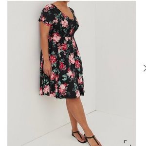 Mini Challis Smocked Skater Dress